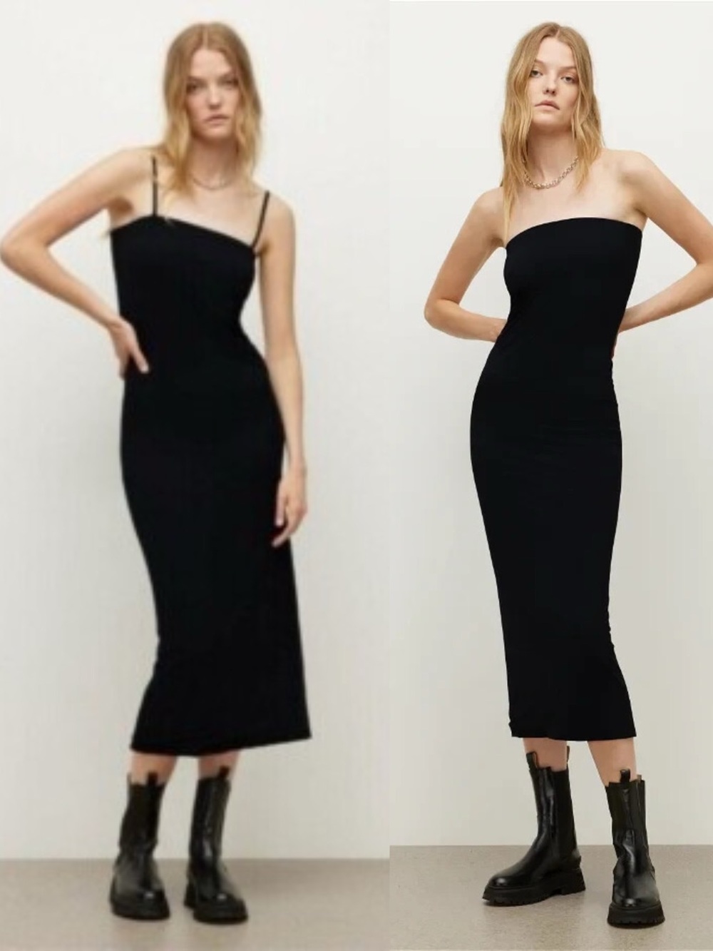 All Saints Black Charlie Midi Dress US 8